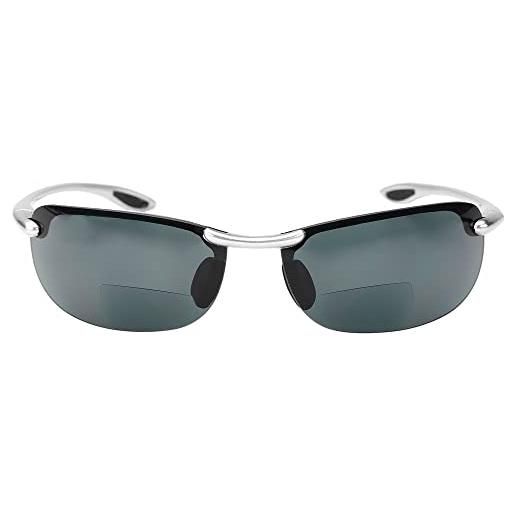 Mass Vision dreamin maui, occhiali da sole polarizzati bifocali leggeri per uomini e donne argento argento 1.75