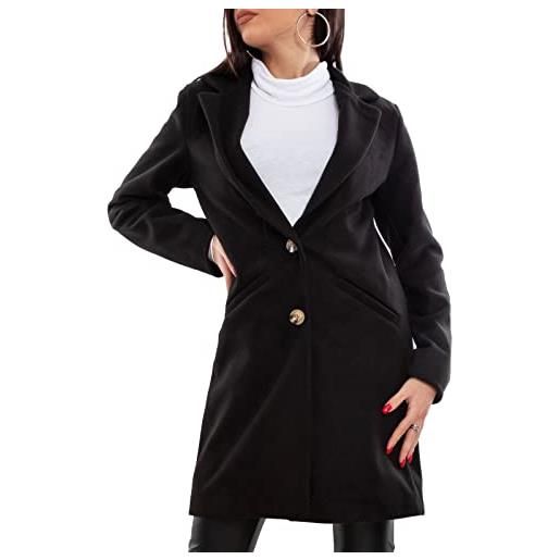 Toocool cappotto donna monopetto giaccone caldo giacca invernale panno vi-3539 [m, nero]