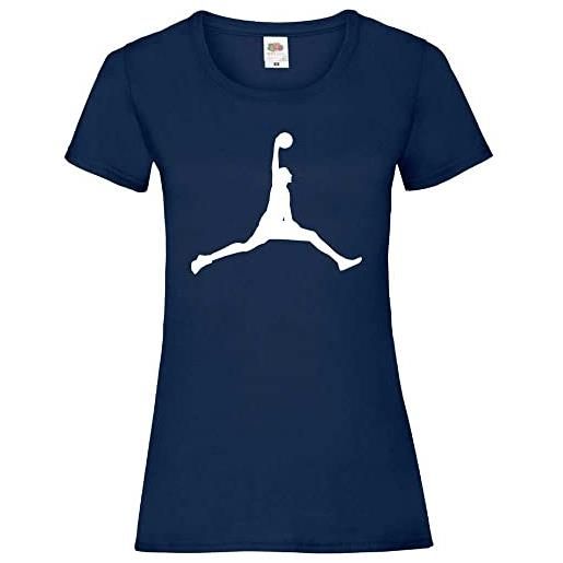 shirt84 maglietta da donna da basket dunk, blu navy, l