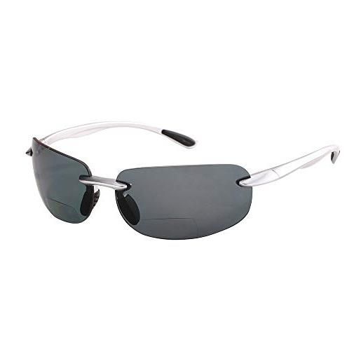 Mass Vision lovin maui, occhiali da sole bifocali polarizzati per uomini e donne argento argento 1.75