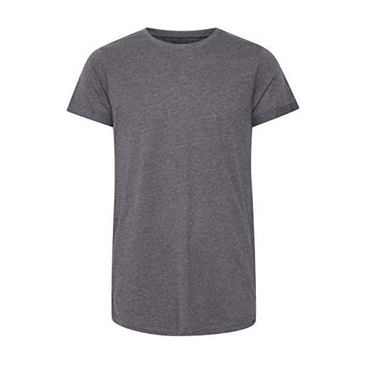 !Solid longo t-shirt basic maglietta a manica corta da uomo con girocollo, taglia: l, colore: grey melange (8236)