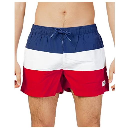 Fila stendal blocked beach shorts costume a pantaloncino, true red-medieval blue-bright white, xs uomo
