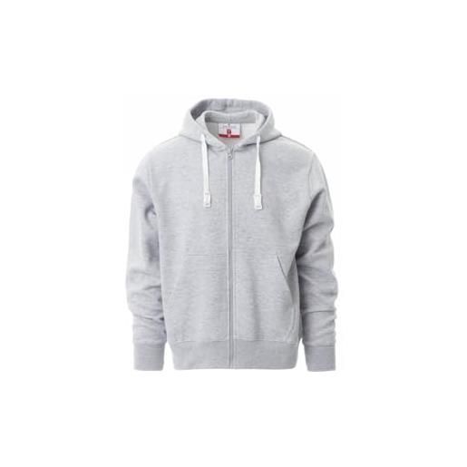 PAYPER portland felpa da uomo con cappuccio a zip intera in cotone garzata, colore: melange grey, taglia: 5xl