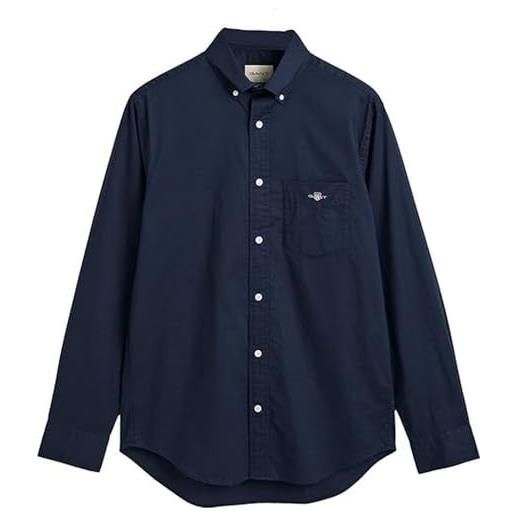 GANT reg poplin ss shirt, camicia elegante uomo, blu ( marine ), xxl