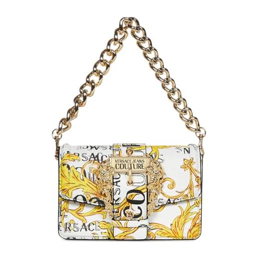 Versace borse donna bianco borsa a tracolla con fantasia logo couture e fibbia baroque uni