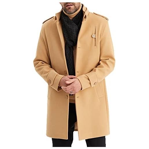 Leif Nelson cappotto da uomo, giacca corta, vestibilità slim fit, in lana, invernale e per le mezze stagioni, trench lungo, per il tempo libero e il lavoro, marrone, s