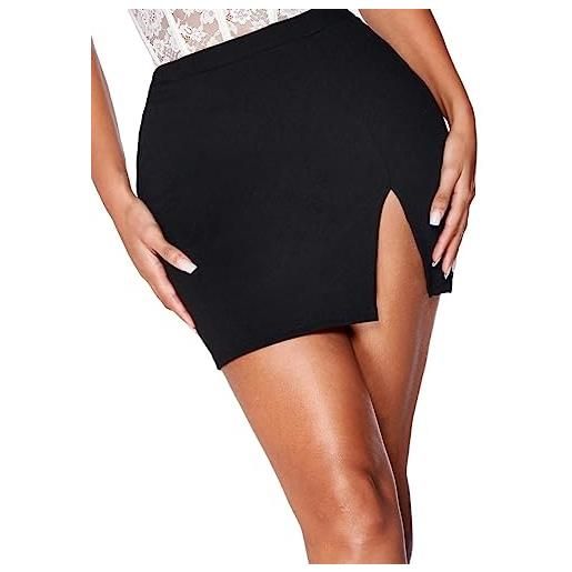 DIERAN women's summer short skirts elastic waist slit hem mini skirt casual mini skirts