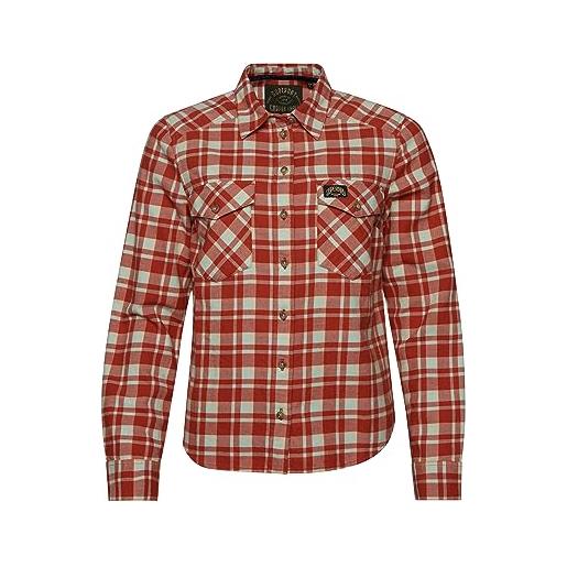 Superdry lumberjack check flannel shirt t, arancione a quadri, 40 donna
