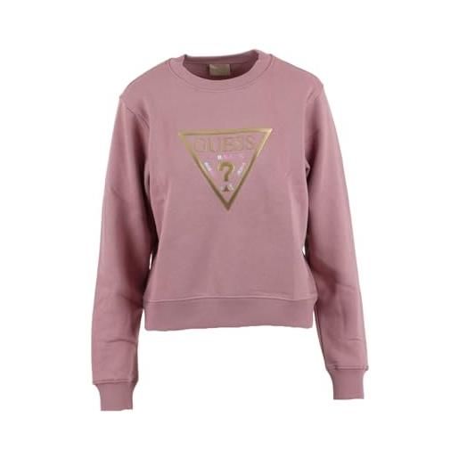 GUESS felpa donna sweatshirt logo triangle gold rosa e24gu12 w3yq12k9z21 xl