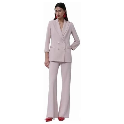 Generic tailleur donna imperial con giacca doppiopetto e pantaloni flare con piega stirata colore rosa candy taglia m