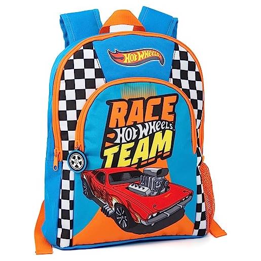 Hot Wheels kids backpack girls boys orange blue car race wheels rucksack | borsa per scuola sportiva per bagagli con cinghie regolabili | regali di merchandising racer