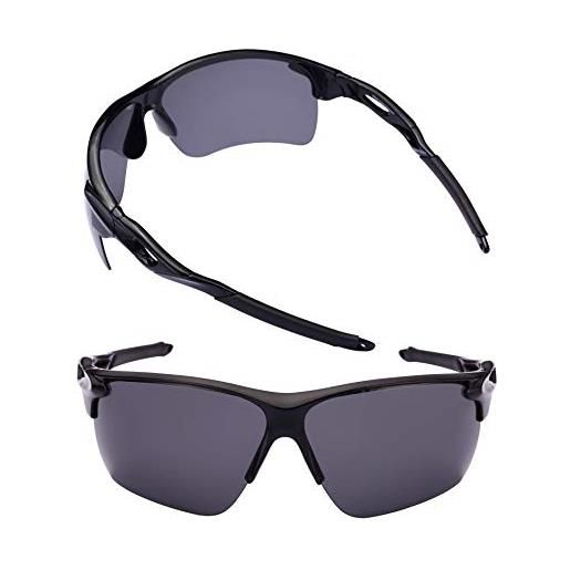 Mass Vision 2 paia di occhiali da sole polarizzati per sport da uomo con teste grandi nero xl