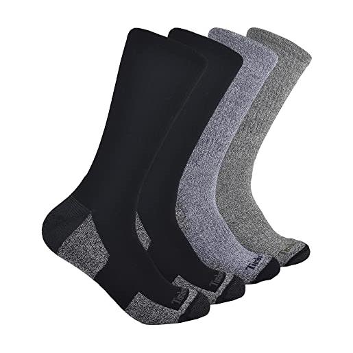 Timberland 4-pack comfort crew socks calzini, nero, taglia unica uomo