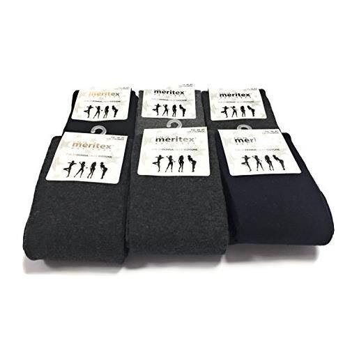 MERITEX confezione da 12 paia calza lunga donna in caldo cotone articolo scatolato colori assortiti - taglia unica vestibilita' 36-41 prodotto certificato oeko-tex