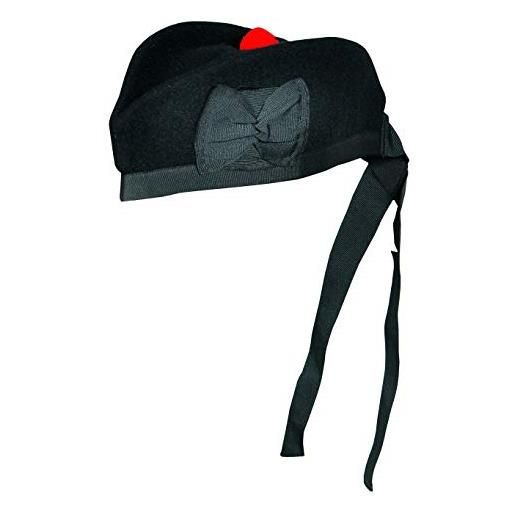 Handembroideryuk cappello di qualità scozzese piper 100% pura lana nera glengarry cappello nero nero 7.25