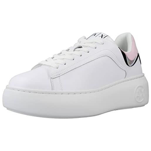 Armani Exchange comfortable fit, light weight, scarpe da ginnastica donna, bianco (optical white), 41 eu stretta