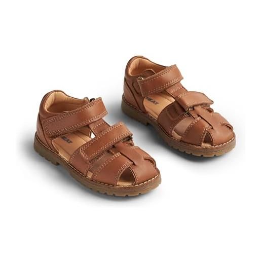 Wheat sandalo chiuso bassi-unisex-vera pelle, scarpe per chi inizia a camminare bambini, 9002 cognac, 34 eu