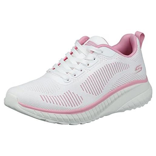 Skechers bobs squad caos, scarpe da ginnastica donna, maglia bianca rosa ingegnerizzata, 35 eu