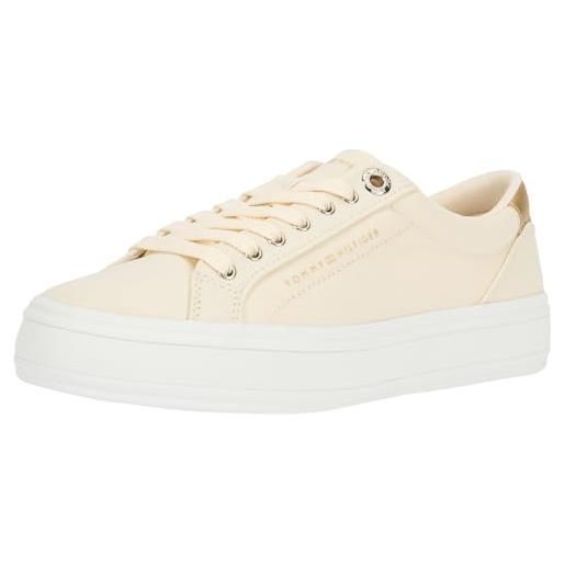 Tommy Hilfiger sneakers vulcanizzate donna scarpe, bianco (calico), 38