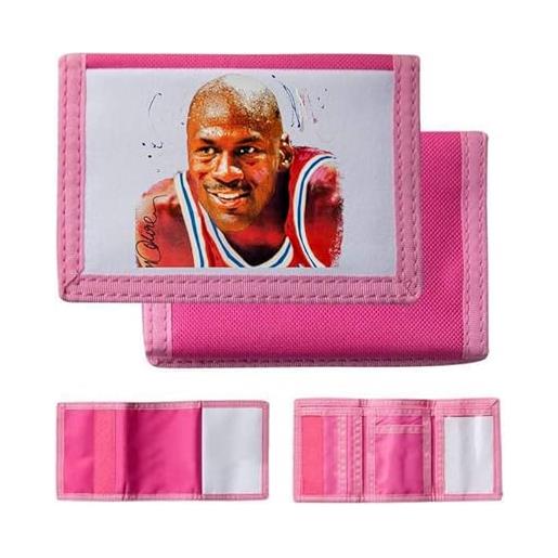 VINTRO michael jordan canvas bambini ragazze ragazzi portafoglio soldi regali pallacanestro per ragazzi ragazze 4 scomparti bambini tri fold wallet, rosa, casual