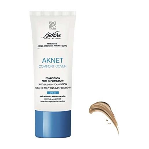 BioNike aknet - comfort cover fondotinta n. 103 beige, anti-imperfezioni, dona un risultato leggero, naturale e confortevole sulla pelle, 30 ml