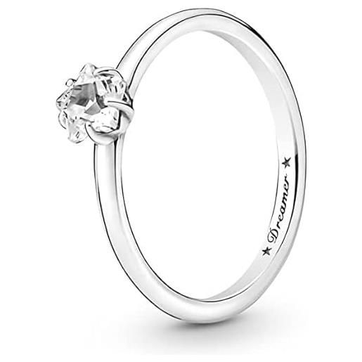 Pandora anello moments celestial con solitario a forma di stella brillante in argento sterling con zirconia cubica trasparente, 60