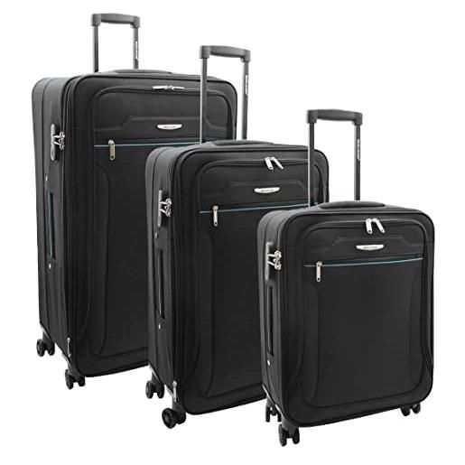 House Of Leather valigia a quattro ruote bagagli con serratura cosmic, nero , set intero, bagagli con ruote spinner