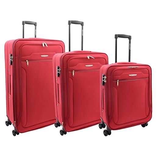House Of Leather valigia a quattro ruote bagagli con serratura cosmic, rosso, set intero, bagagli con ruote spinner
