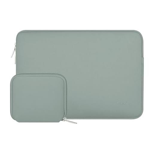 MOSISO laptop sleeve compatibile con mac. Book air 15 m2 a2941 2023/pro 15 touch bar, 15 surface laptop 5/4/3, dell xps 15 plus, hp stream 14, neoprene borsa custodia con piccolo case, verde antico