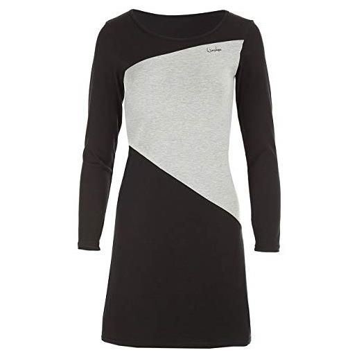 Winshape zeitloses a-linien street style sport freizeit, mini abito donna, schwarz-grigio, s