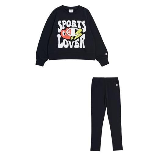 Champion legacy sweatsuits g - ultralight spring terry crewneck & leggings completo, verde acquamarina/blu marino, 13-14 anni bambine e ragazze ss24