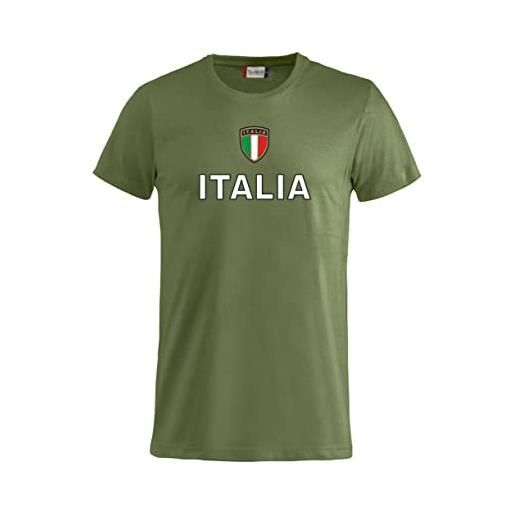 Brollogroup t-shirt italia personalizzabile con il tuo nome e numero maglietta in cotone bambino uomo maniche corte azzurri ps 18080 (verde militare)