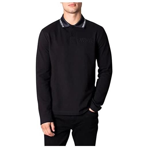 Versace 3715aq polo manica lunga uomo jeans couture man polo-shirt black-xl