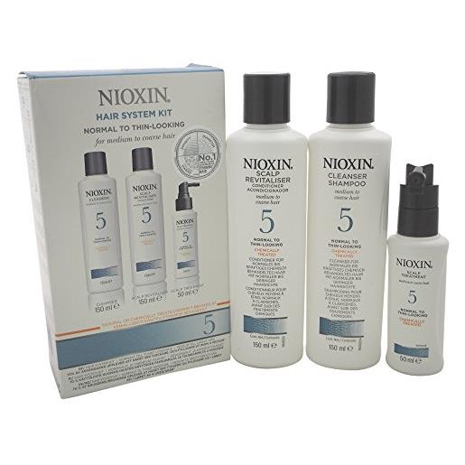 NIOXIN versione obsoleta - nioxin - system 5, sistema trifasico per la cura dei capelli, cleanser + scalp revitaliser + scalp treatment, 3 pz. 