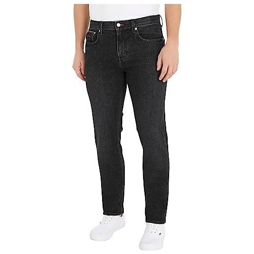 Tommy Hilfiger jeans uomo straight black elasticizzati, nero (arbor black), 31w / 32l