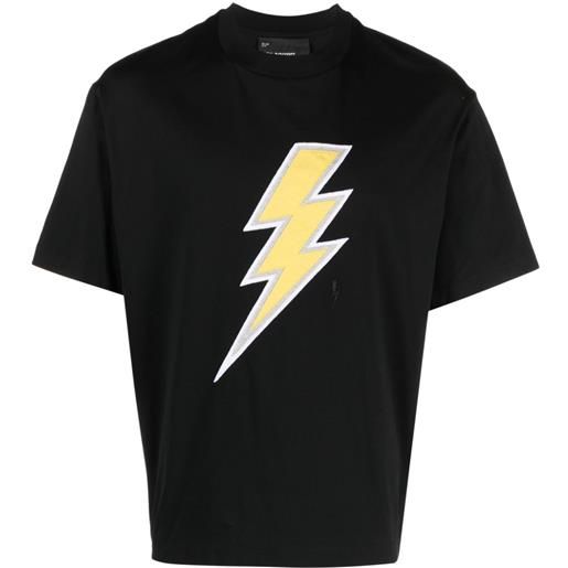 Neil Barrett t-shirt con ricamo thunderbolt - nero