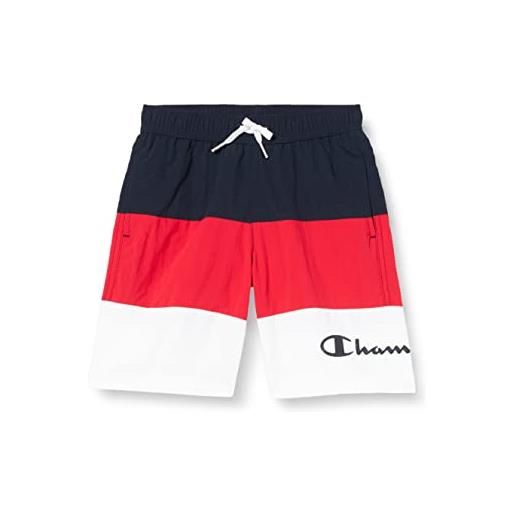 Champion legacy beachshorts-ac color block costume a pantaloncino, (blu marino/rosso intenso/bianco), 11-12 anni bambini e ragazzi