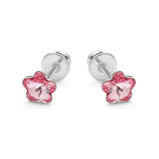 butterfly bambine ragazze orecchini da donna argento 925 rosa swarovski elements originali fiore packaging ecologico gioielleria regalo per bambini