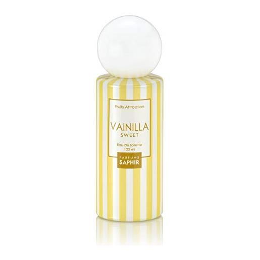 PARFUMS SAPHIR fruits attraction vainilla sweet - eau de parfum con vaporizzatore da donna, color vaniglia, 100 ml