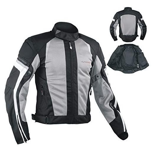 A-Pro, giacca per motocicletta, estiva, con rete mesh, race. Touring, con protezione ce, grigia, taglia m