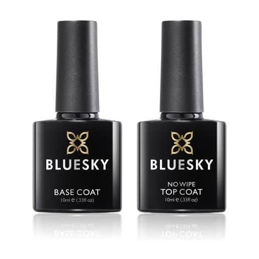 Bluesky base e top coat semipermanente 2pcsx10ml no wipe base e top coat semipermanente, uv led soak off smalti semipermanenti smalto gel unghie uv manicure set