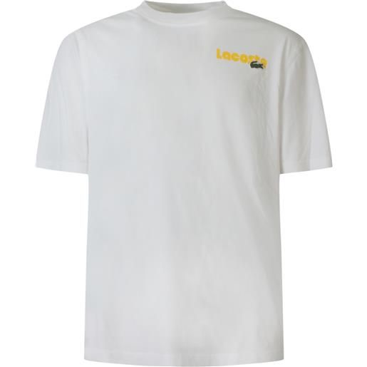 LACOSTE t-shirt bianca con mini logo laterale per uomo