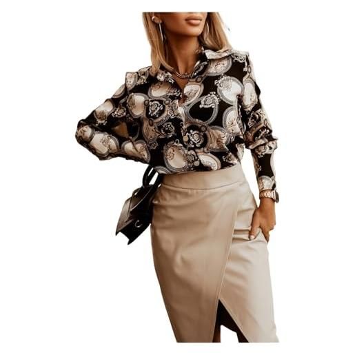 UNeedVog camicie a maniche lunghe per donne camicette stampate leopardate sottili fittive con legno leggero