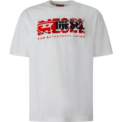 DIESEL t-shirt bianca con logo per uomo