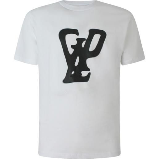GAëLLE PARIS t-shirt bianca con stampa logata per uomo