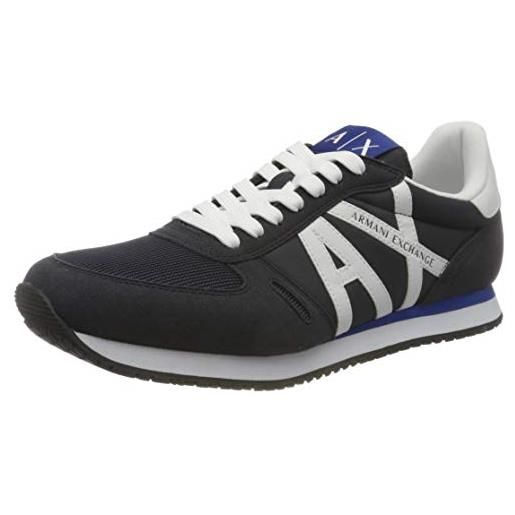 Armani Exchange retro trainer, scarpe da ginnastica uomo, blu navy grigio chiaro, 40.5 eu