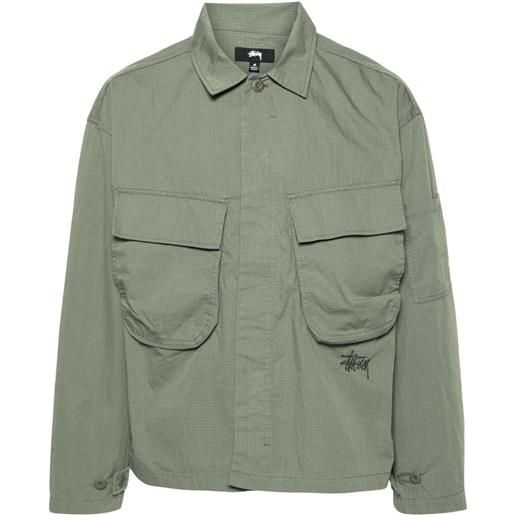 Stüssy giacca-camicia con ricamo - verde
