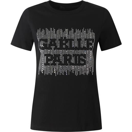 GAëLLE PARIS t-shirt nera con strass per donna