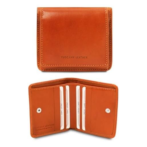 Tuscany Leather esclusivo portafogli in pelle con portamonete arancio