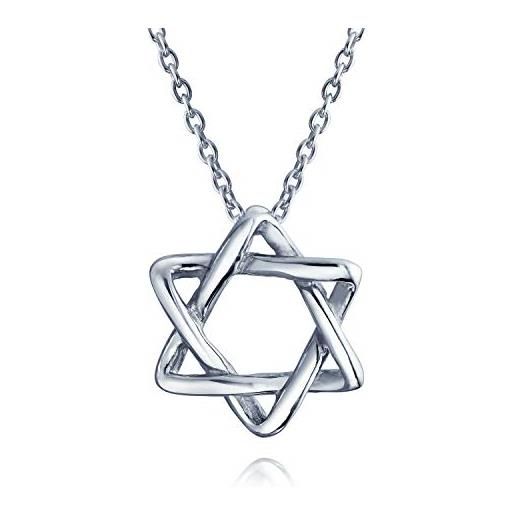 Bling Jewelry classico delicato religioso gioiello ebraico di hanukkah con ciondolo intrecciato della stella di david magen per donne adolescenti. In argento sterling. 925